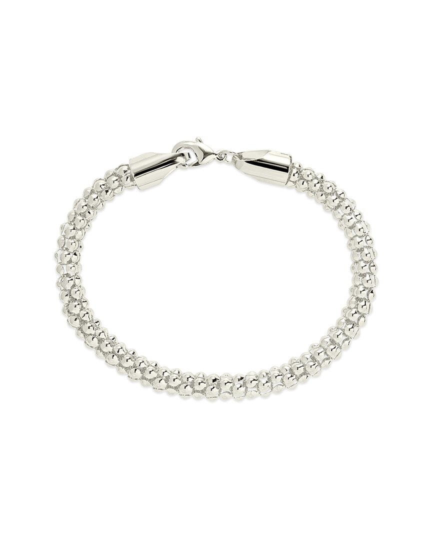Sterling Forever Rhodium Plated Woven Chain Bracelet In Metallic