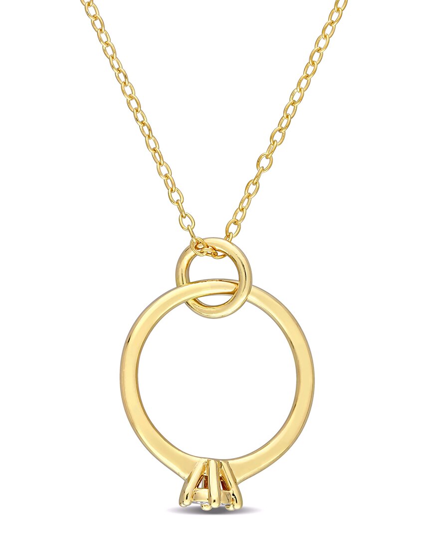Rina Limor Gold Over Silver Diamond Pendant Necklace