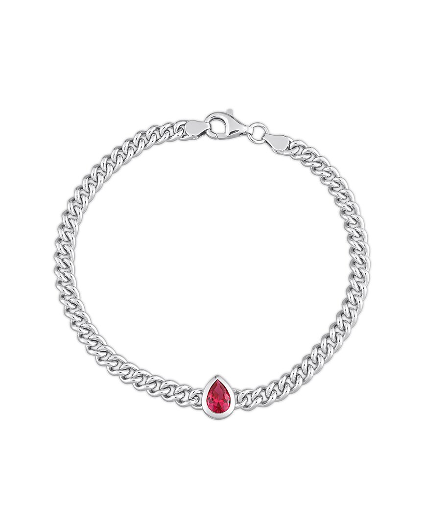Rina Limor Silver 1.15 Ct. Tw. Ruby Curb Link Chain Bracelet