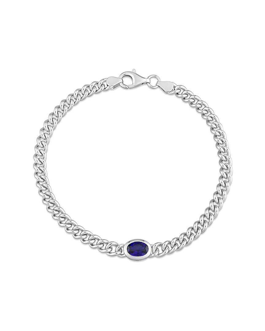 Rina Limor Silver 1.27 Ct. Tw. Sapphire Curb Link Chain Bracelet