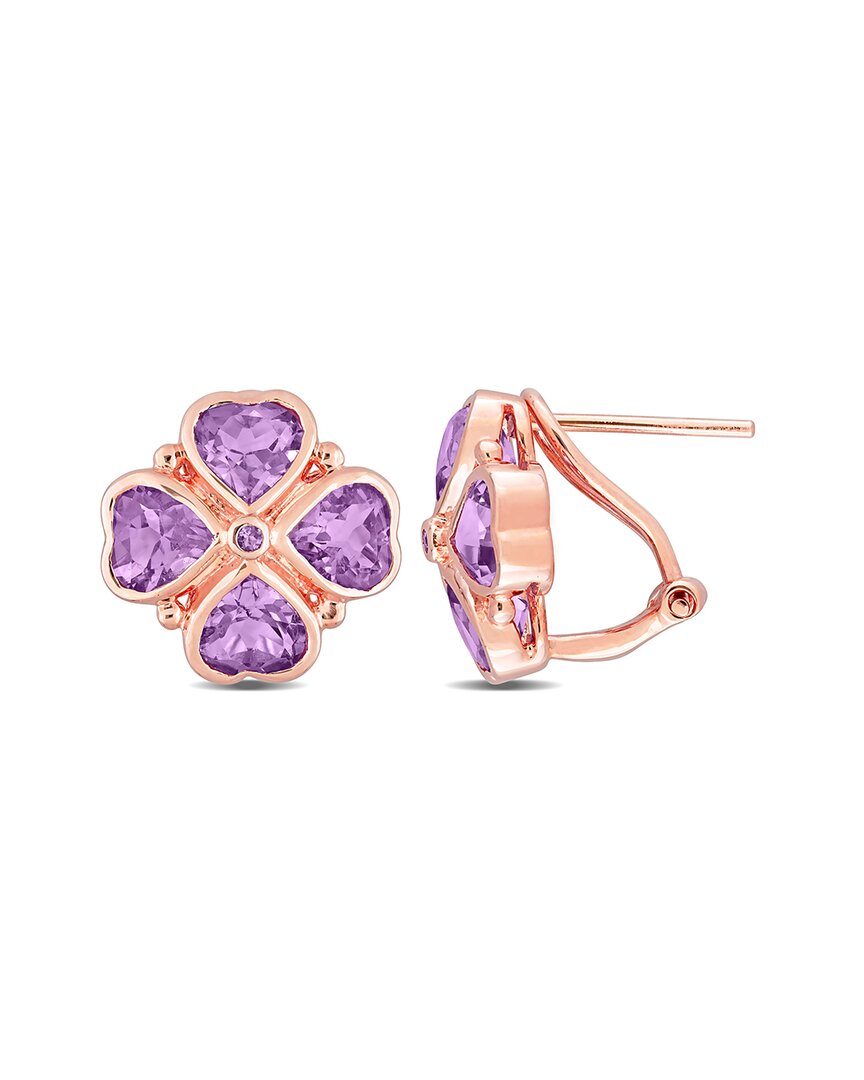 Rina Limor Rose Gold Over Silver 3.23 Ct. Tw. Rose De France Clover Earrings