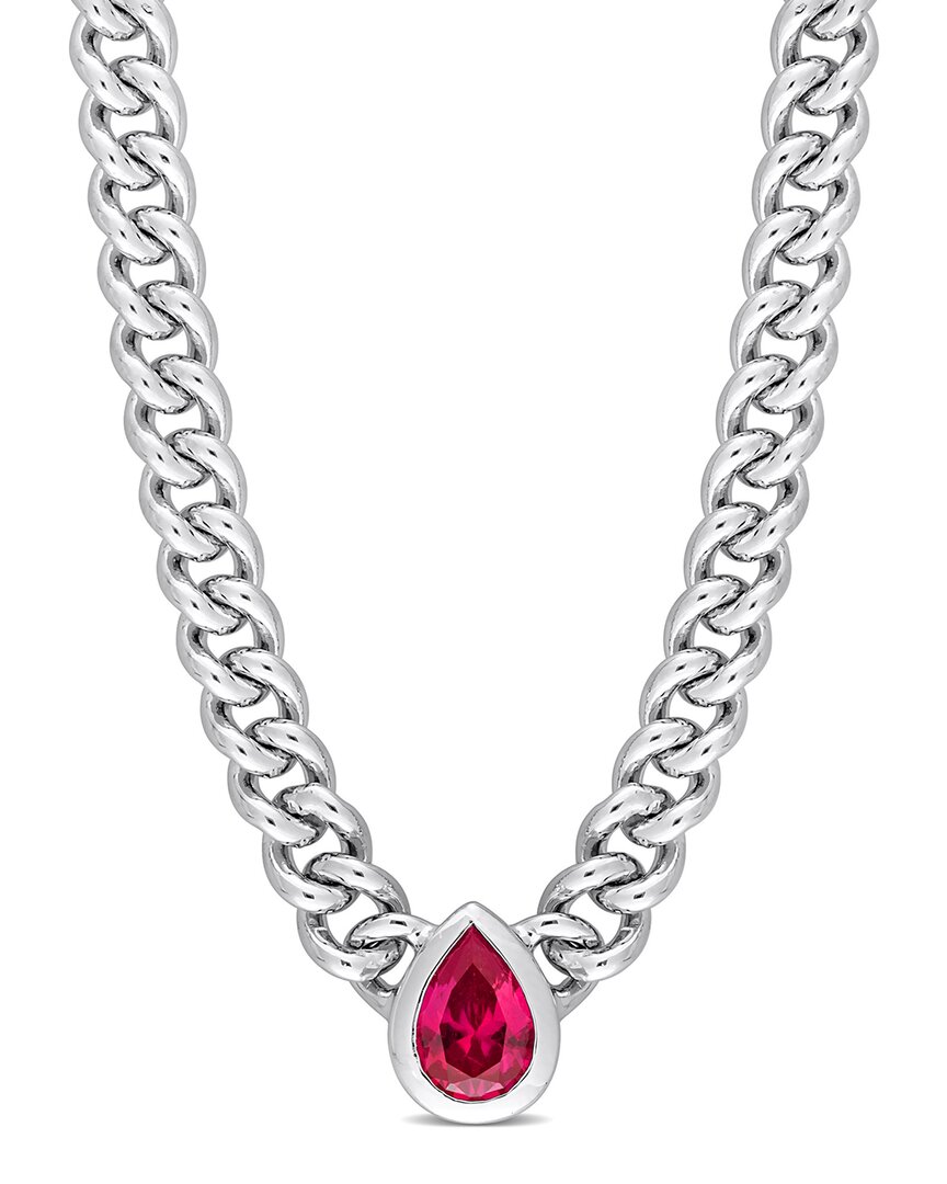 Rina Limor Silver 1.15 Ct. Tw. Ruby Curb Link Chain Necklace