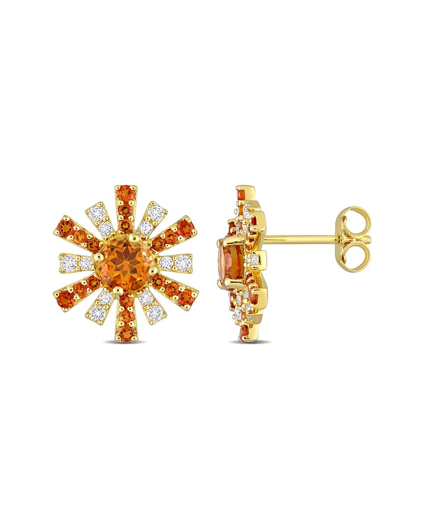 Rina Limor 18k Over Silver 1.62 Ct. Tw. Gemstone Starburst Earrings