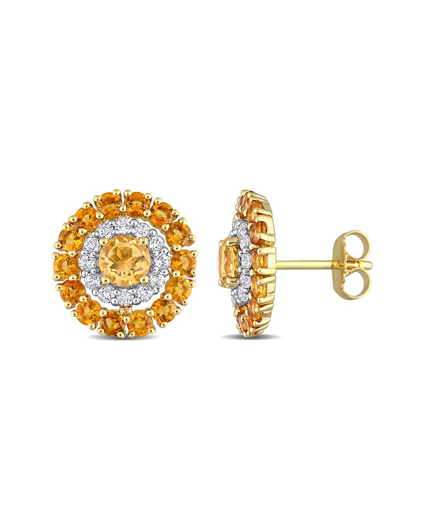 Rina Limor 18k Over Silver 3.52 Ct. Tw. Gemstone Double Halo Studs