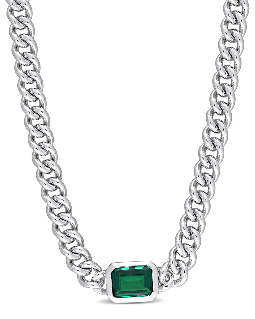 Rina Limor Silver 0.90 Ct. Tw. Emerald Curb Link Necklace