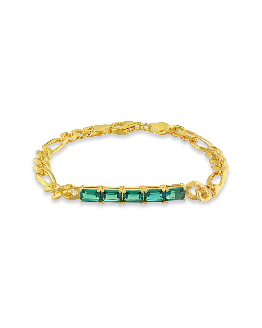 Rina Limor Gold Over Silver 2.25 Ct. Tw. Emerald Birthstone Link Bracelet