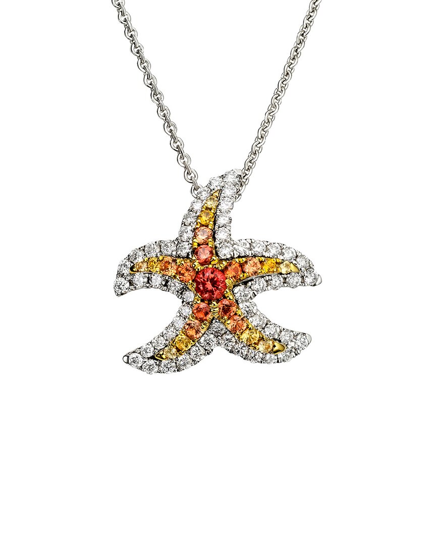 Diamond Select Cuts 14k Diamond .23 Ct. & .19 Ct. Yellow Sapphire Necklace