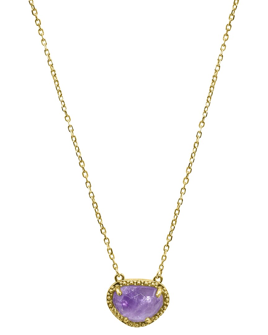Adornia Fine Jewelry 14k Over Silver 2.00 Ct. Tw. Amethyst February Birthstone Necklace In Gold - Amethyst - February