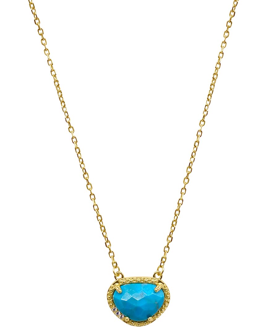 Adornia Fine Jewelry 14k Over Silver 2.00 Ct. Tw. Turquoise December Birthstone Necklace In Gold - Turquoise