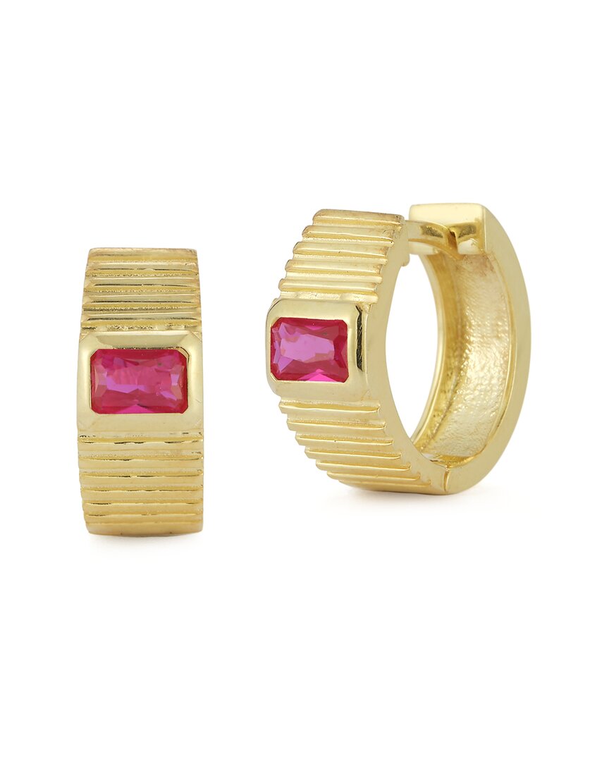 Chloe & Madison Chloe And Madison 14k Over Silver Cz Huggie Earrings