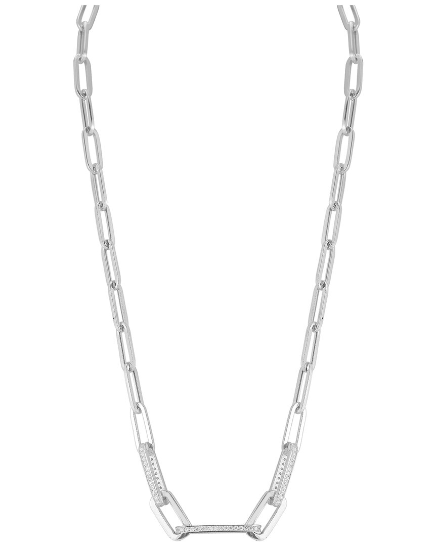 Chloe & Madison Chloe And Madison Silver Cz Chunky Paperclip Necklace