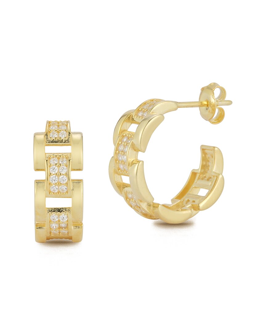 Chloe & Madison Chloe And Madison 14k Over Silver Cz Chunky Link Hoops