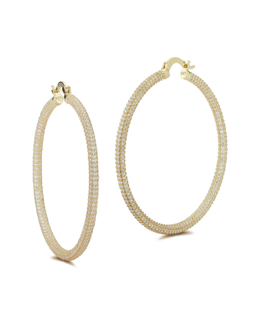Chloe & Madison Chloe And Madison 14k Over Silver Cz Large Hoops