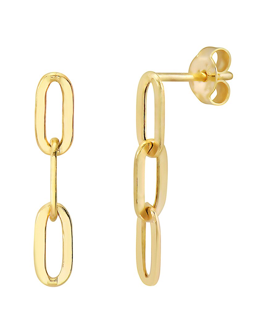 Italian Gold Paperclip Drop Chain Earrings