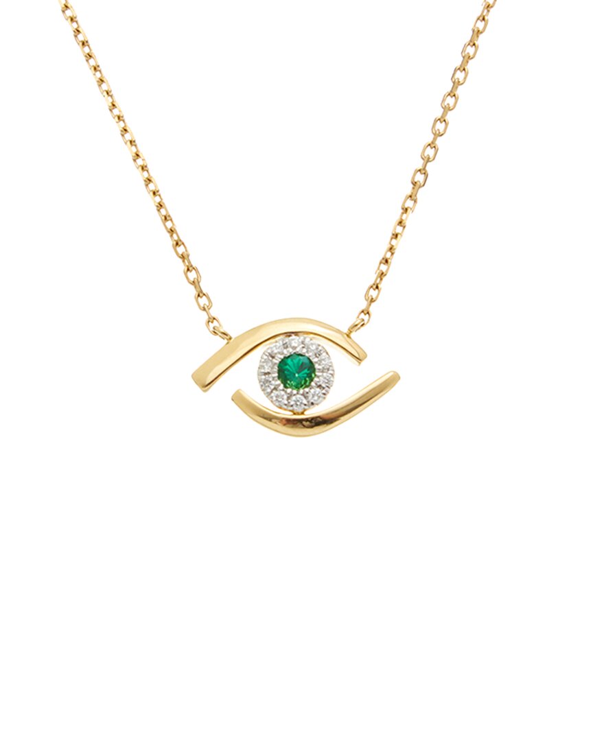 Maitre De Diamant 18k 0.17 Ct. Tw. Diamond & Green Garnet Necklace