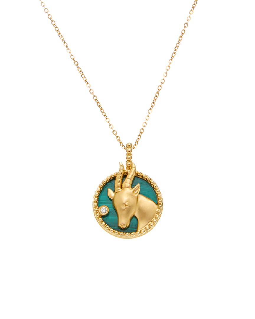 Maitre De Diamant 18k 3.11 Ct. Tw. Diamond & Malachite Necklace In Gold