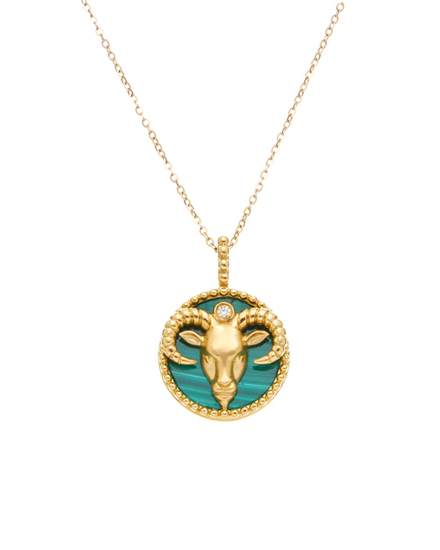 Maitre De Diamant 18k 3.17 Ct. Tw. Diamond & Malachite Necklace In Gold