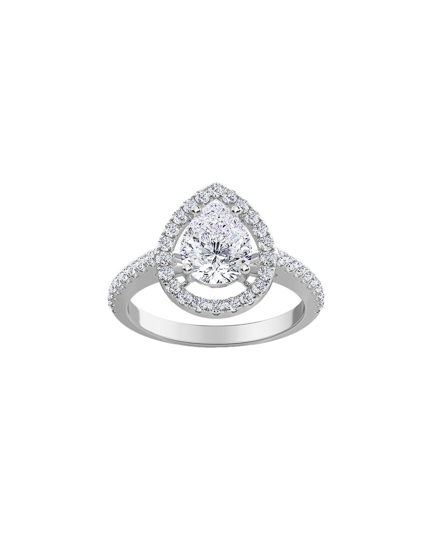 Diana M. Fine Jewelry 14k 1.93 Ct. Tw. Diamond Halo Half-eternity Ring In Metallic