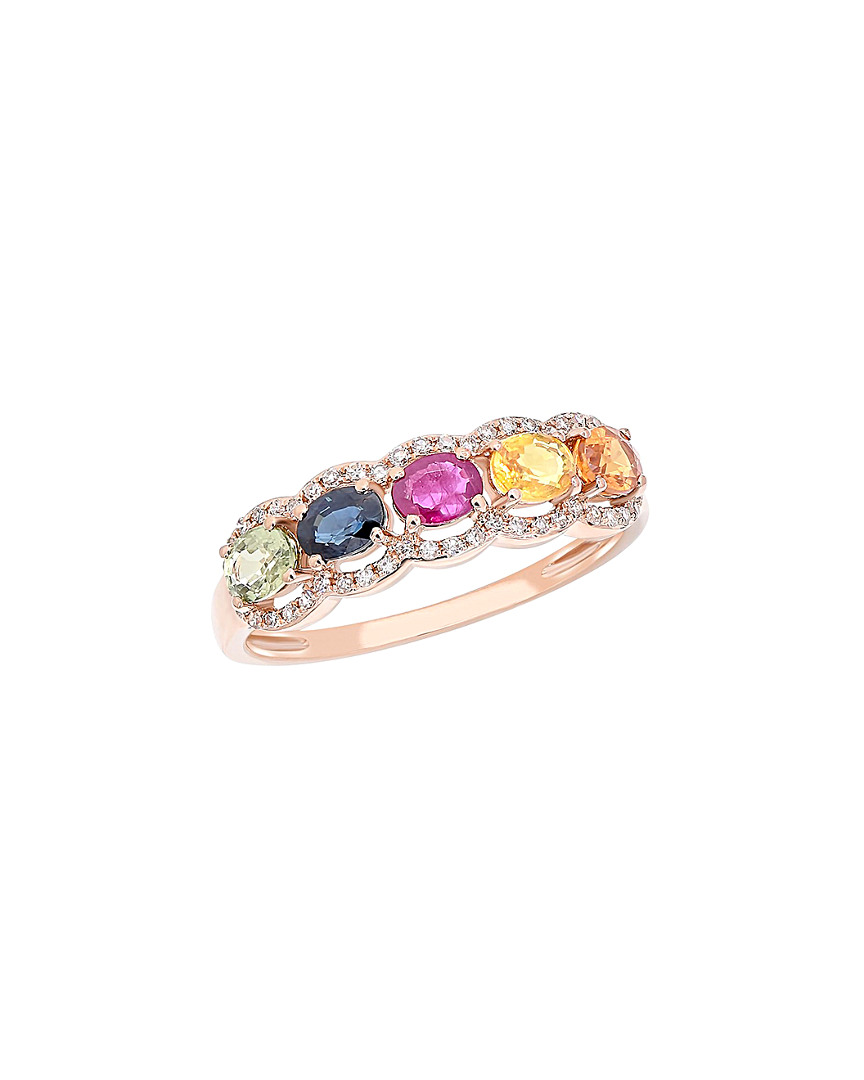 Diana M. Fine Jewelry 14k Rose Gold 1.35 Ct. Tw. Diamond & Sapphire Ring