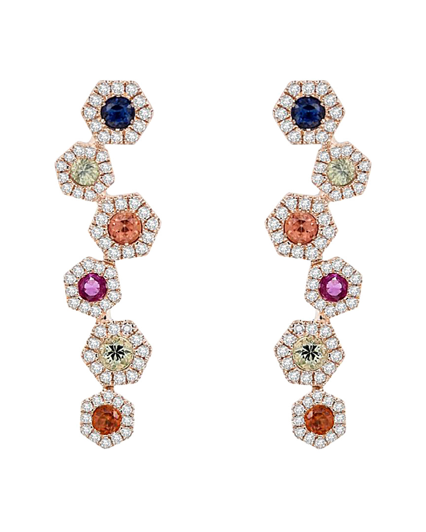 Diana M. Fine Jewelry 14K 1.13 ct. tw. Diamond & Sapphire Earrings