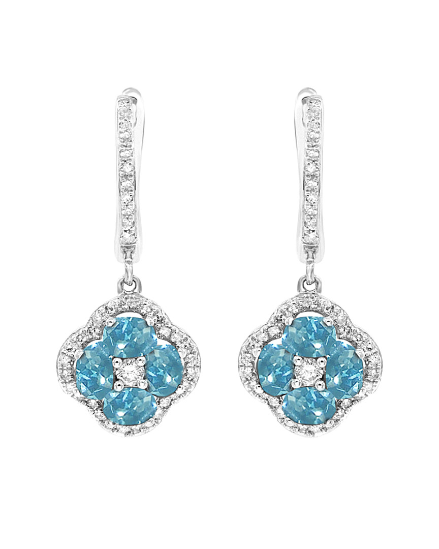 Image of Diana M. Fine Jewelry K . ct. tw. Diamond & Blue Topaz Earrings