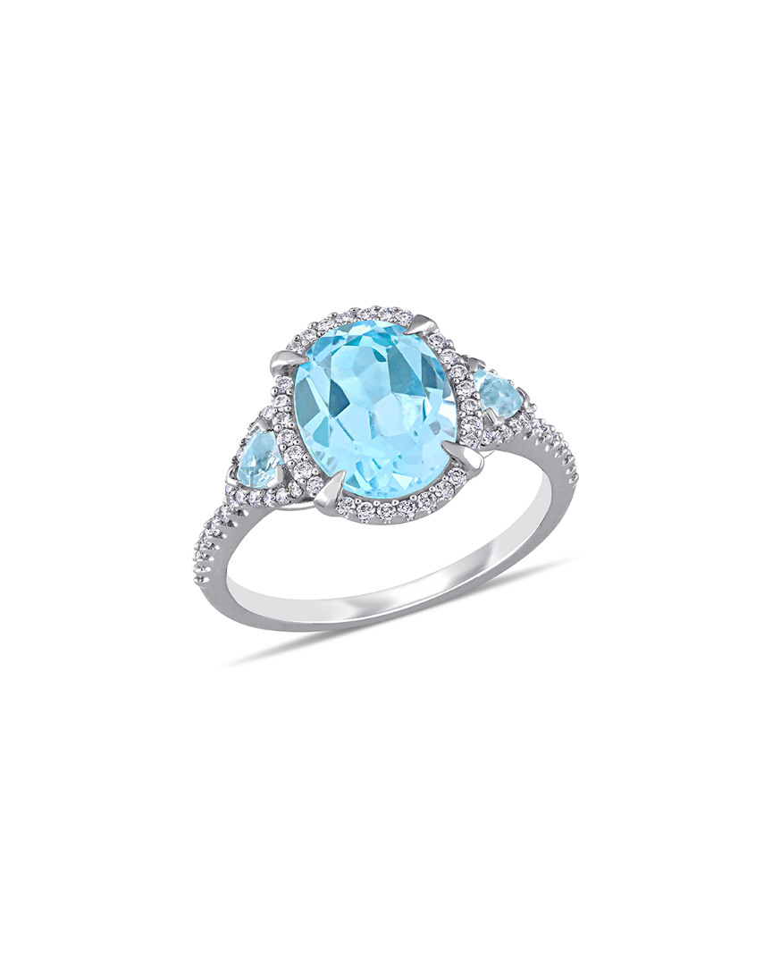 Rina Limor 14k 4.31 Ct. Tw. Diamond & Sky Blue Topaz Ring