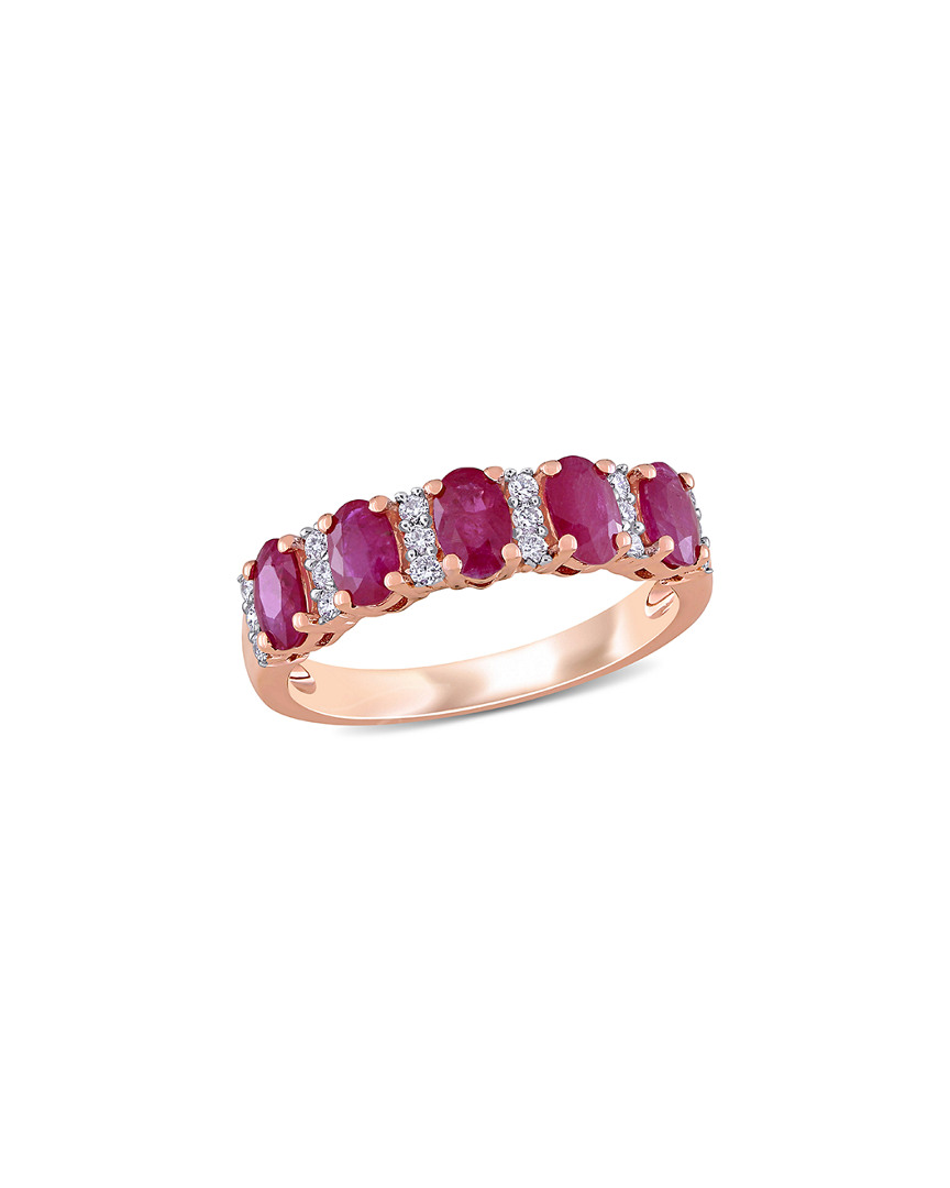 Rina Limor 14k Rose Gold 1.56 Ct. Tw. Diamond & Ruby Ring