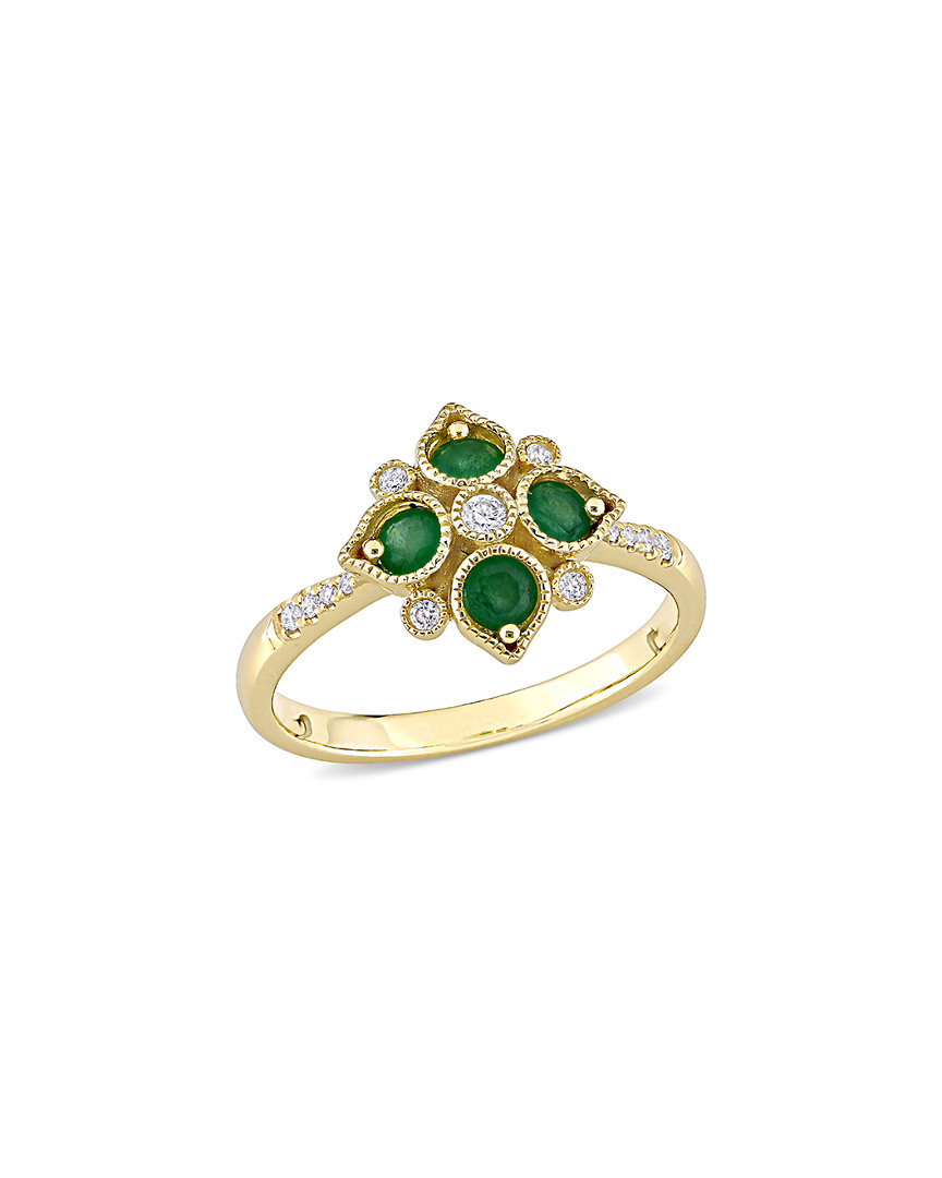 Rina Limor 14k 0.42 Ct. Tw. Diamond & Emerald Ring