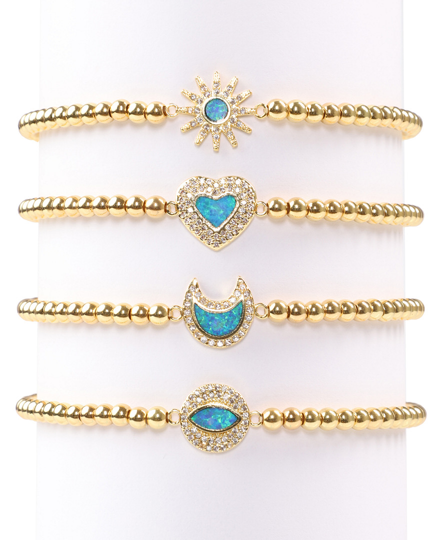 Eye Candy La Roxanne Opal 24k Gold Plated Cz Bracelets