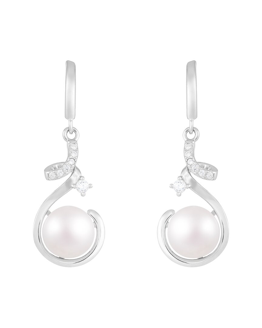 Splendid Pearls Silver 8-8.5mm Pearl Earrings In Metallic