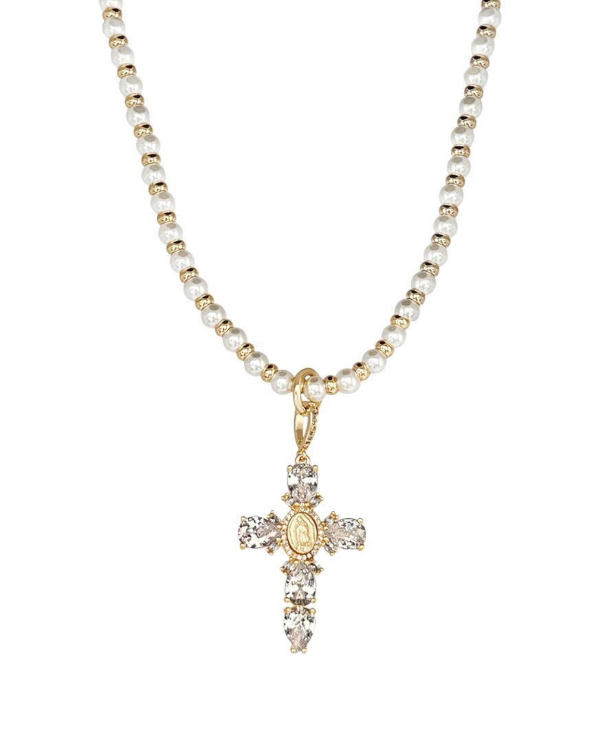 Alexie Of Athens Filled 3-4mm Pearl Cz Necklace