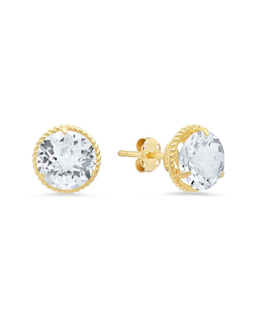 Maxcolor 14k 3.50 Ct. Tw. White Topaz Halo Studs In Gold