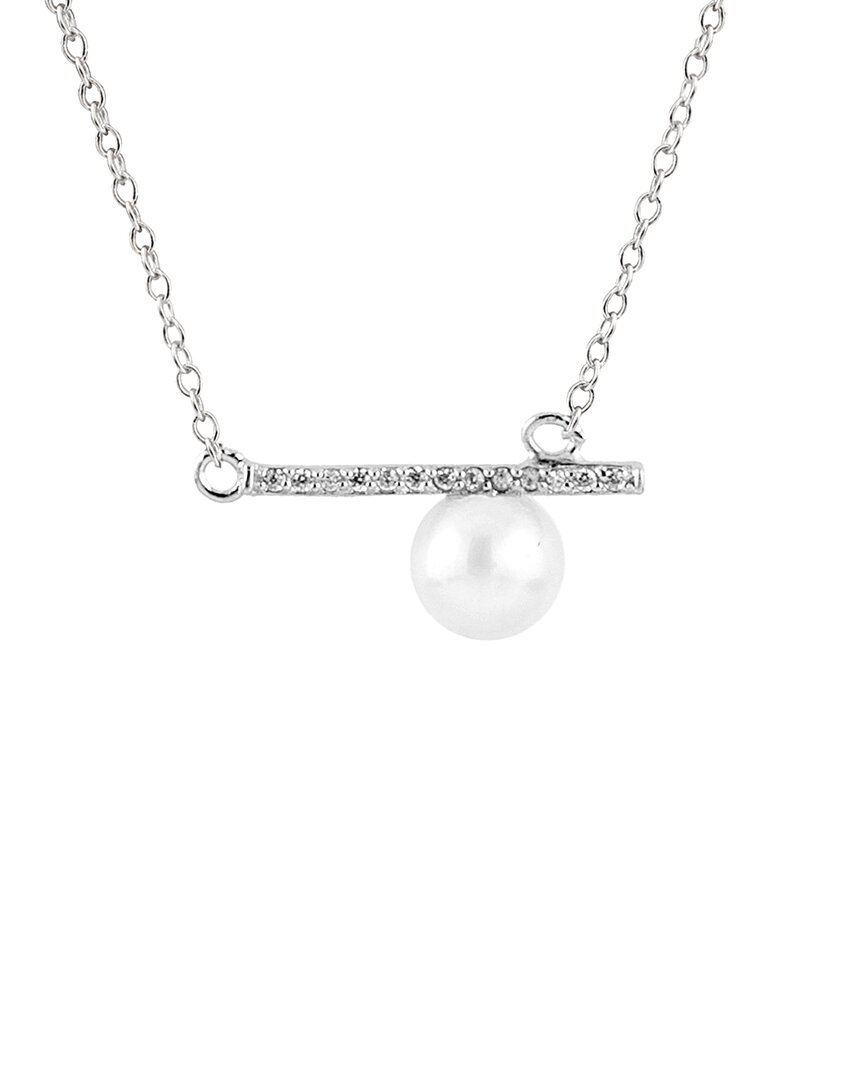 Splendid Pearls Dnu 0 Units Sold  Silver 6-6.5mm Freshwater Pearl & Cz Pendant Necklace In Silver