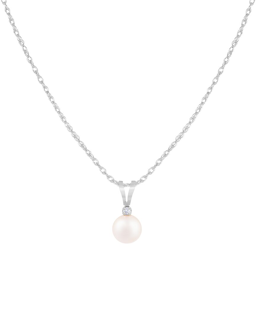 Splendid Pearls 14k Diamond 5-6mm Pearl Pendant