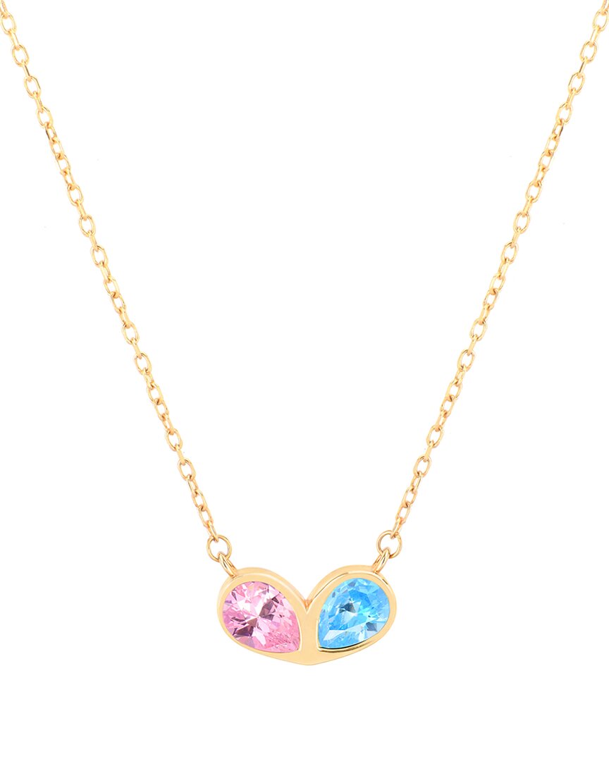 Gabi Rielle 14k Over Silver Lovestruck Collection Cz Double Love Heart Necklace In Gold