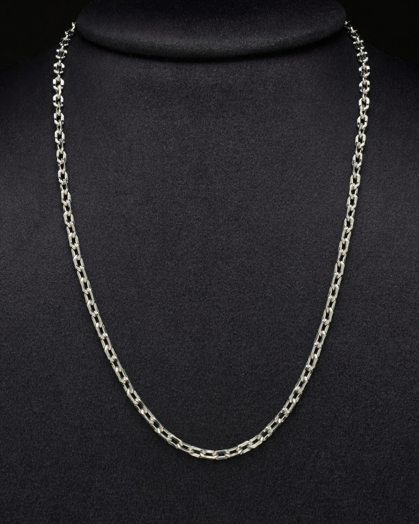 Italian Silver Concave Cable Link Necklace In Silver