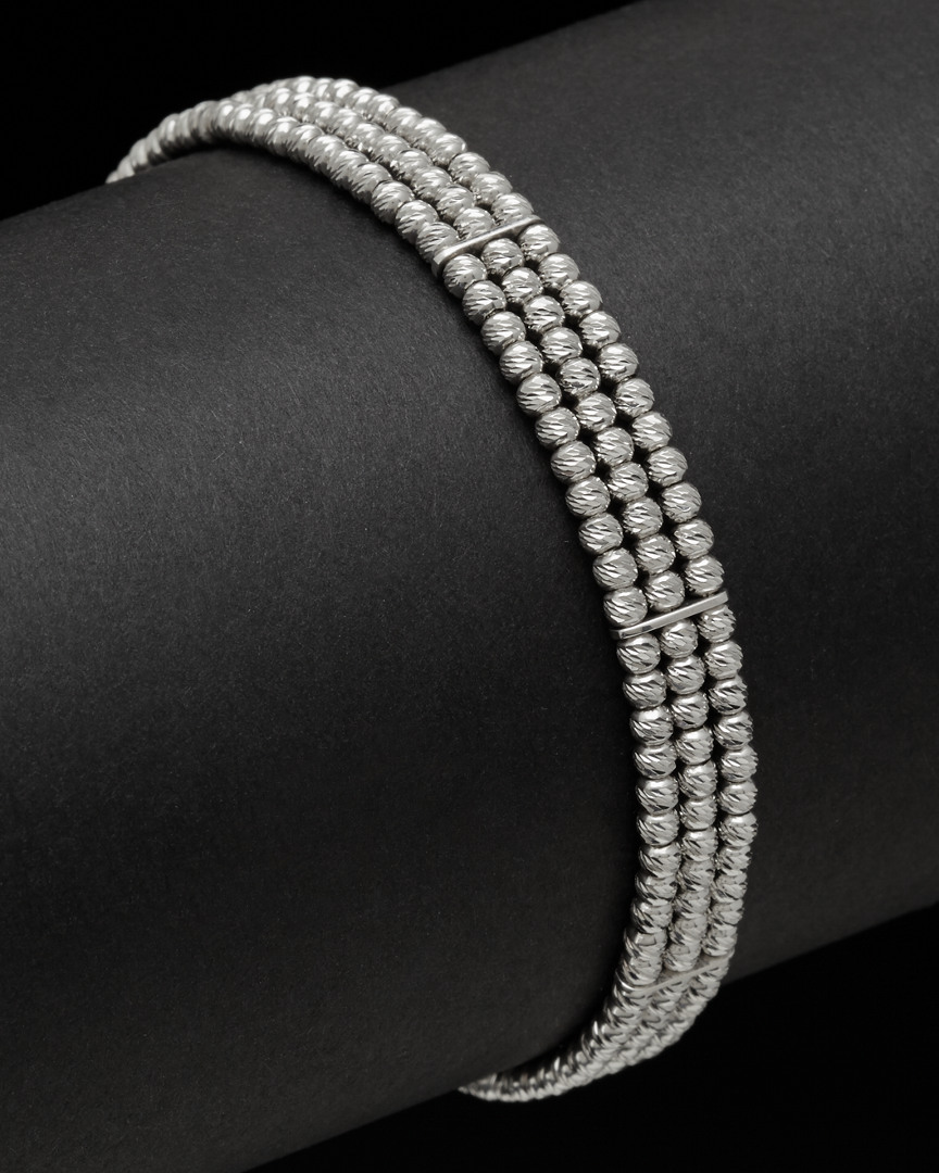 Italian Silver 3-strand Bead Bracelet In Silver