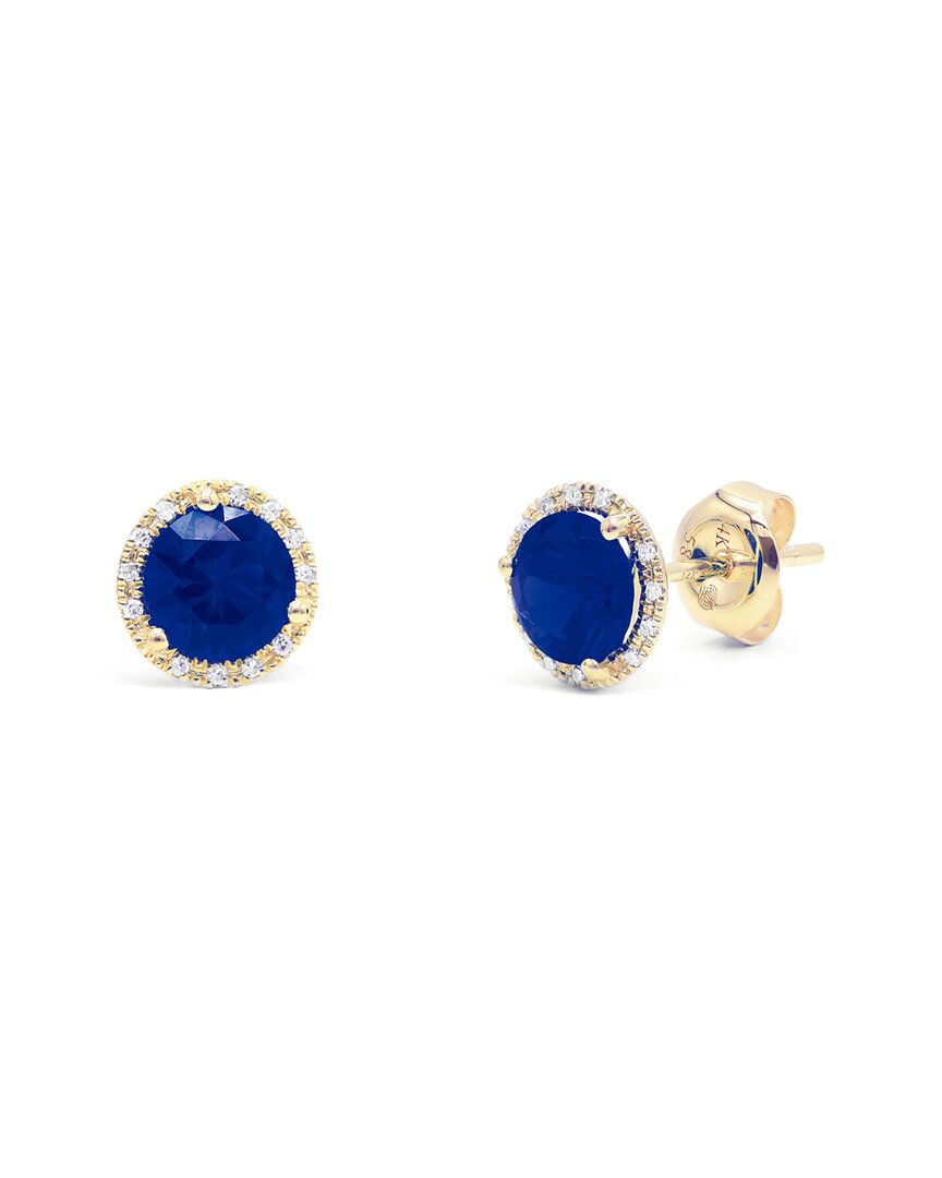 Diana M. Fine Jewelry 14K 2.98 ct. tw. Diamond & Sapphire Corundum Halo Studs