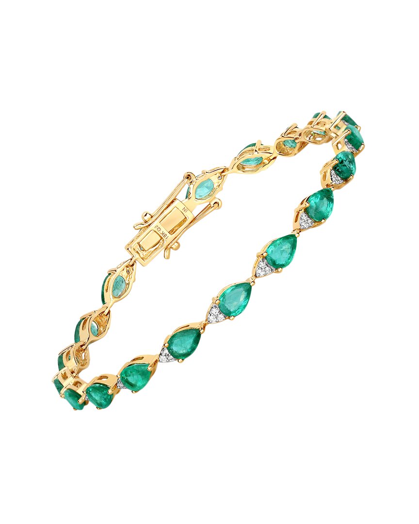 Shop Diana M. Fine Jewelry 18k 6.91 Ct. Tw. Diamond & Emerald Bracelet