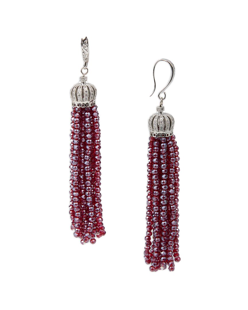Saachi Crown Tassel Drop Earrings In Metallic