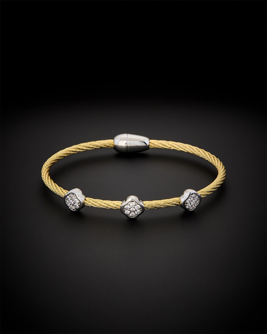 Juvell 18k Plated Cz Twisted Mesh Bangle Bracelet