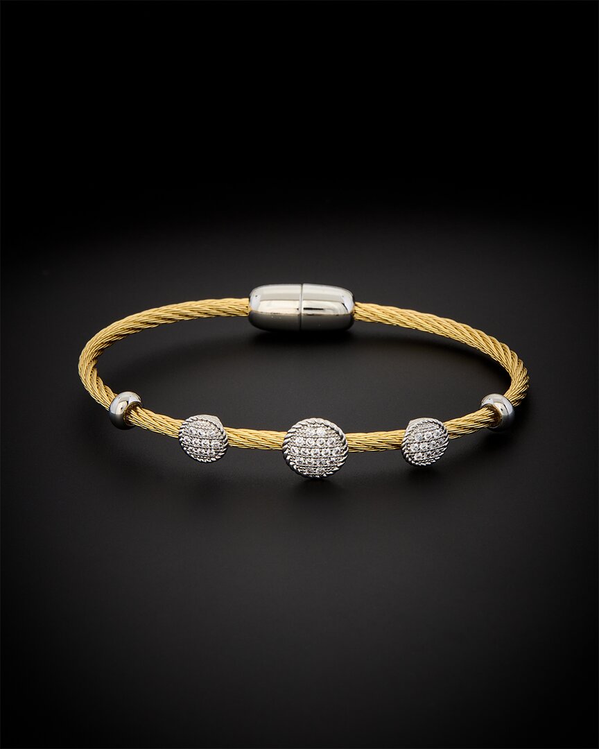 Juvell 18k Plated Cz Twisted Mesh Bangle Bracelet
