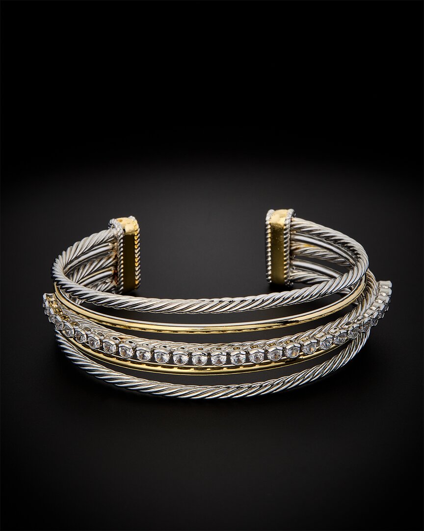 Juvell 18k Plated Cz Twisted Cable Cuff Bracelet