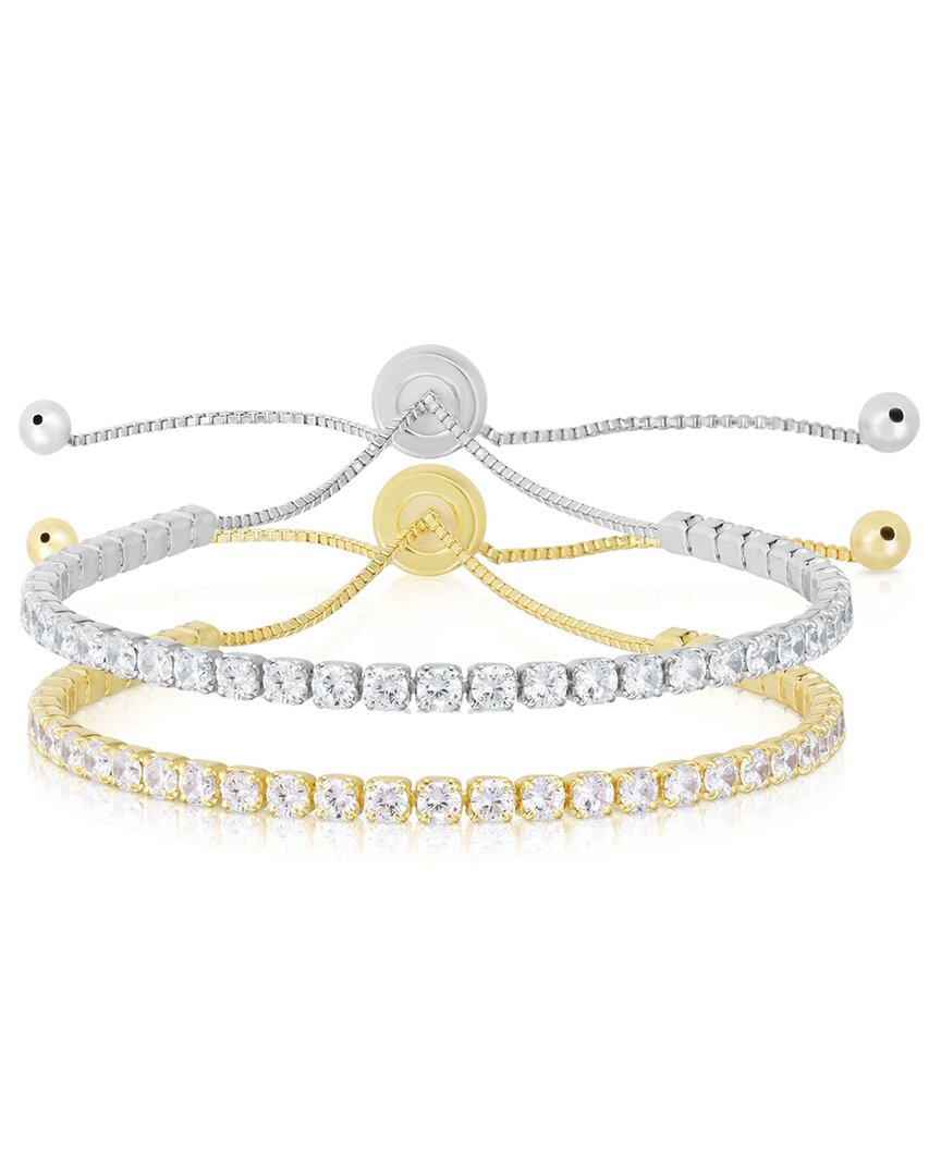Glaze Jewelry Silver Cz Adjustable Tennis Bracelet Set Set