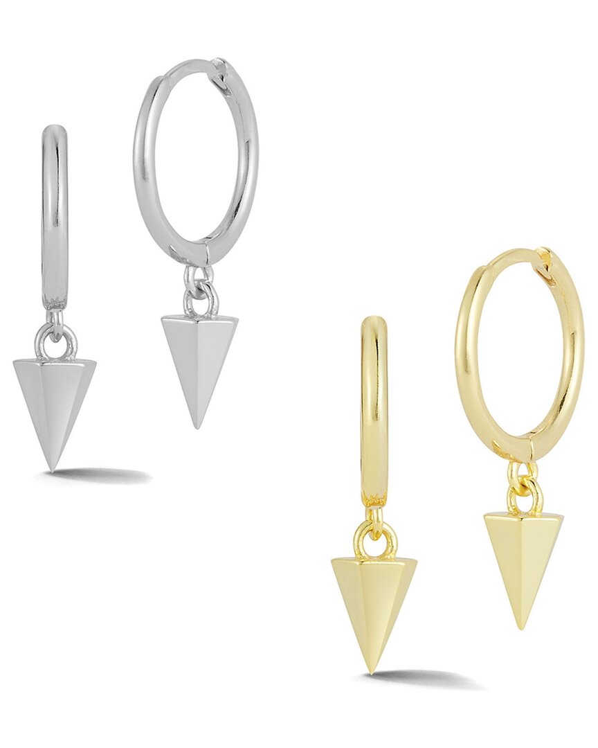 Glaze Jewelry Silver Charm Huggie Earrings Set