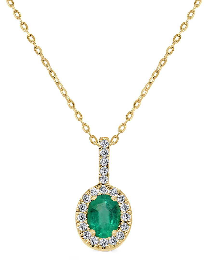 Sabrina Designs 14k Gold, Emerald & Diamond Pendant In Yellow