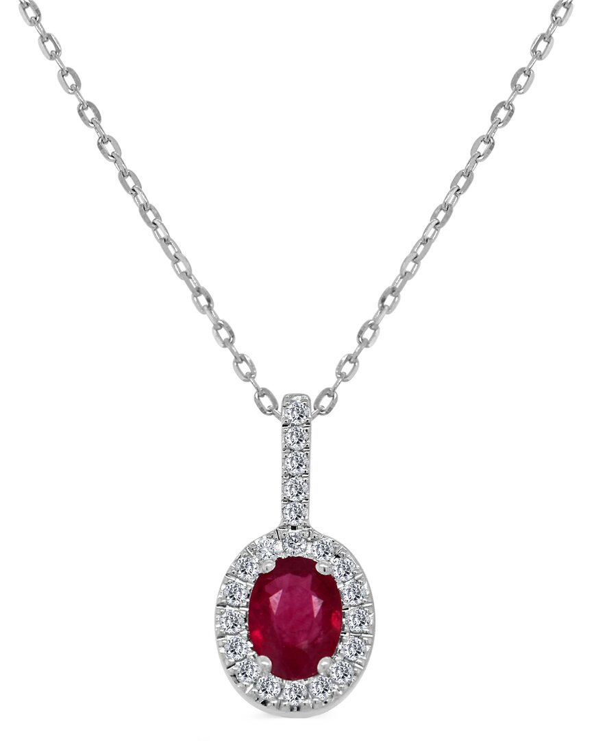 Sabrina Designs 14k Gold, Ruby & Diamond Oval Pendant In White