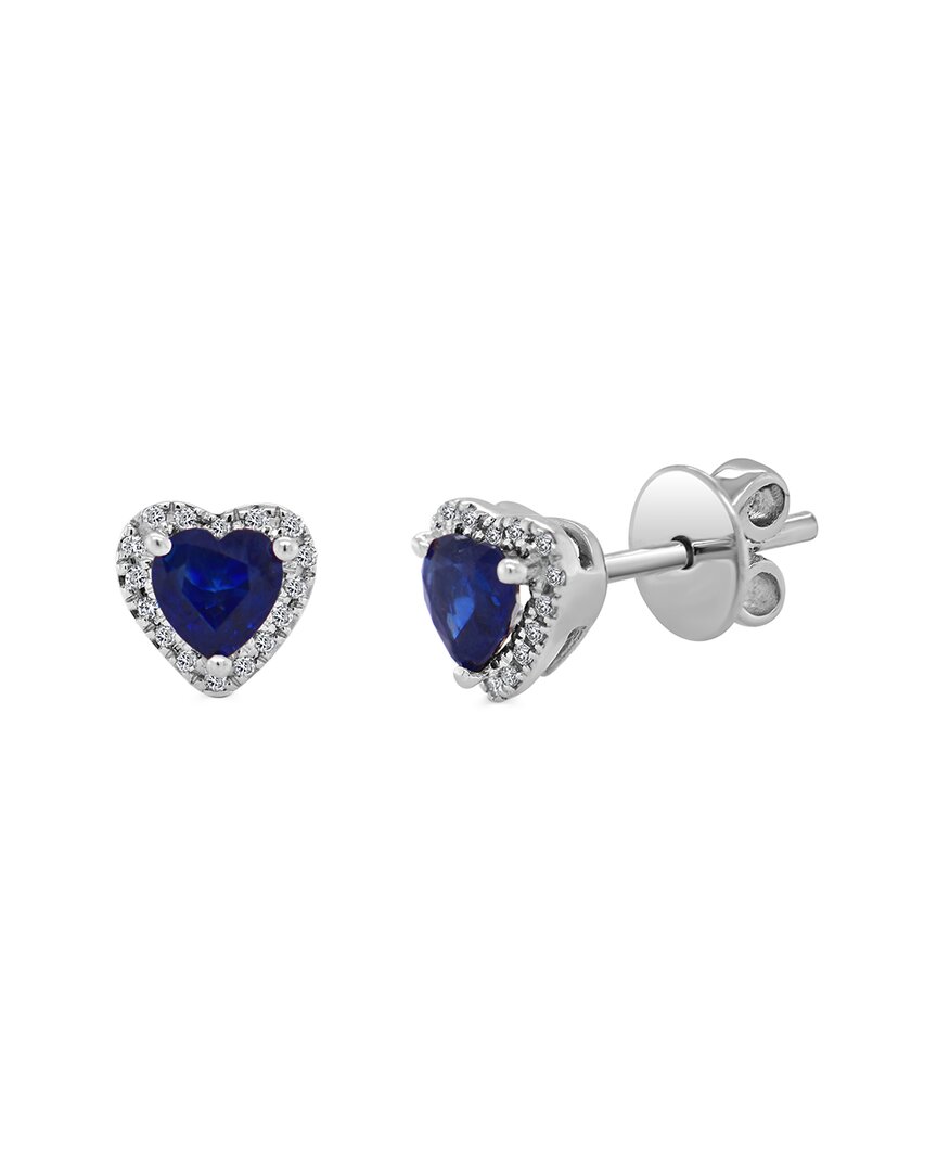 Sabrina Designs 14k 1.13 Ct. Tw. Diamond & Sapphire Heart Studs