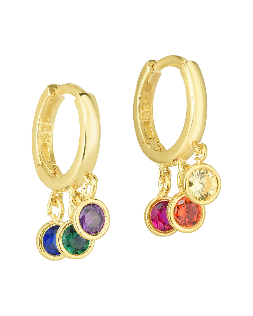 SPHERA MILANO SPHERA MILANO 18K GOLD OVER SILVER CZ HUGGIE EARRINGS