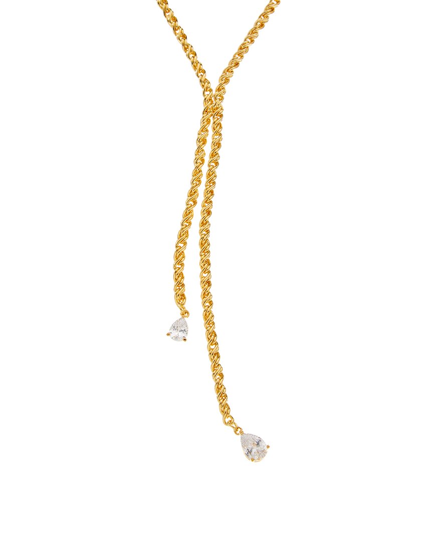 Crystal Haze 18k Plated Cz Lariat Necklace In Gold
